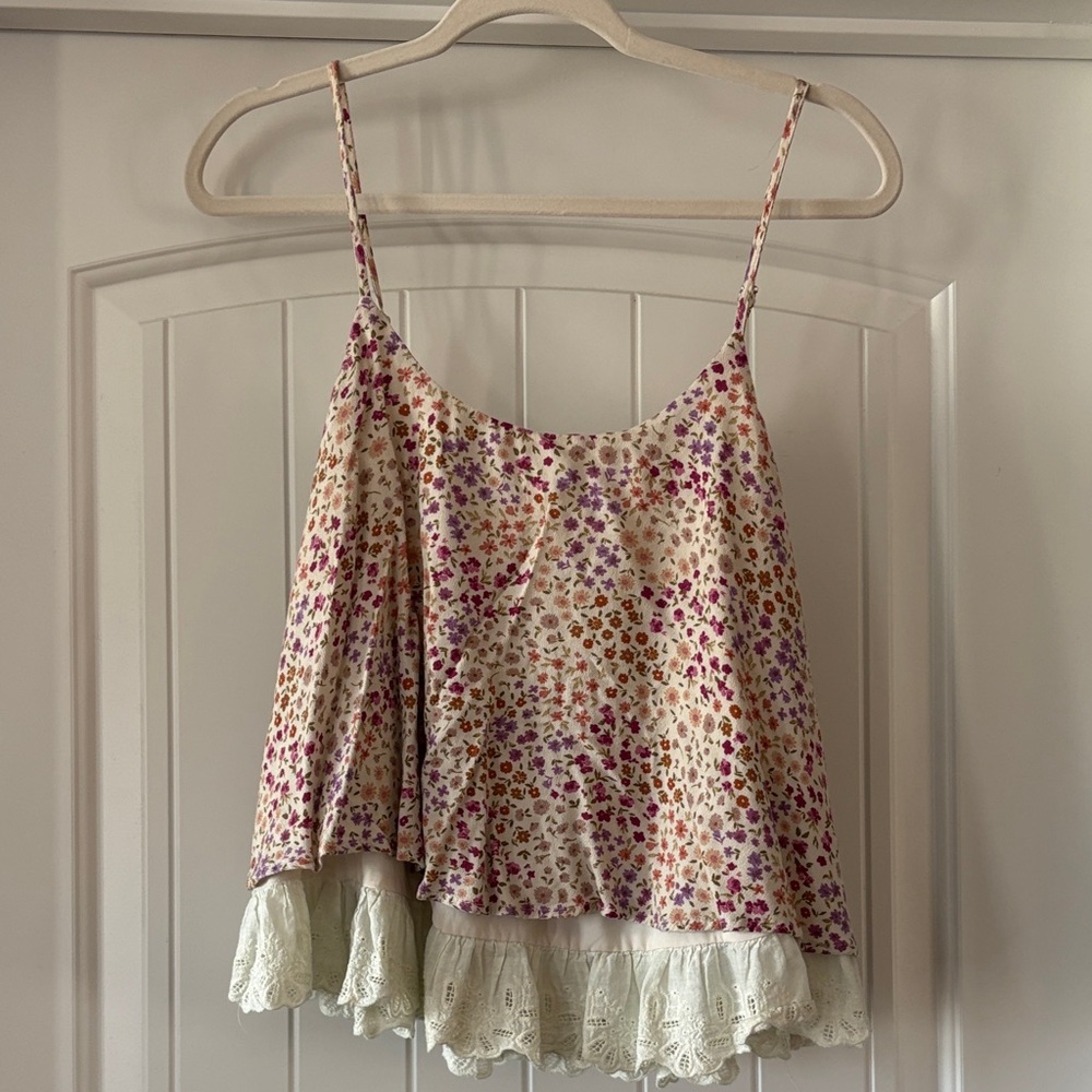 Hem & Thread Multicolor Floral Camisole with Lace Hem